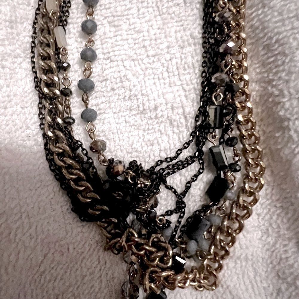 Express gold beaded long necklace. Lots of rows - Picture 3 of 7